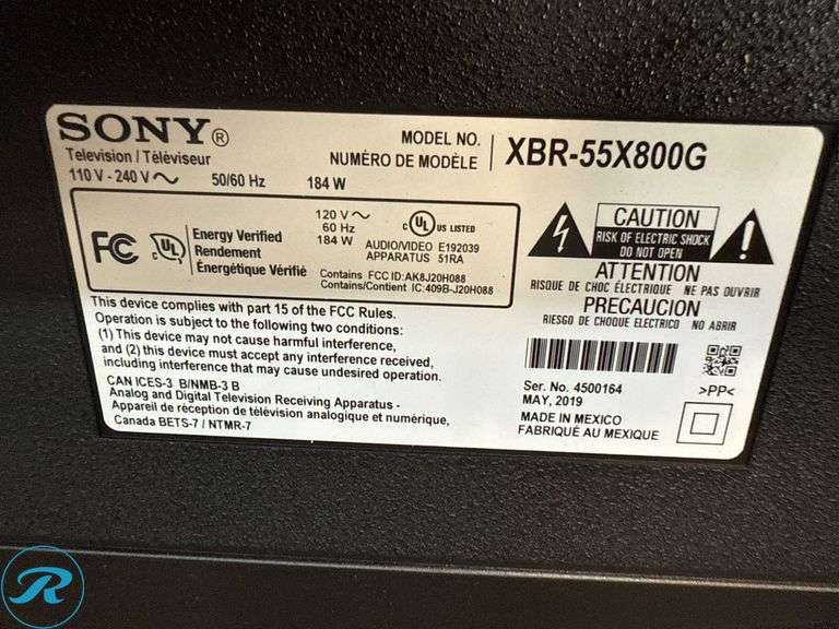 Sony XBR-55X800G 55” 4K Ultra HD Smart TV - Roller Auctions
