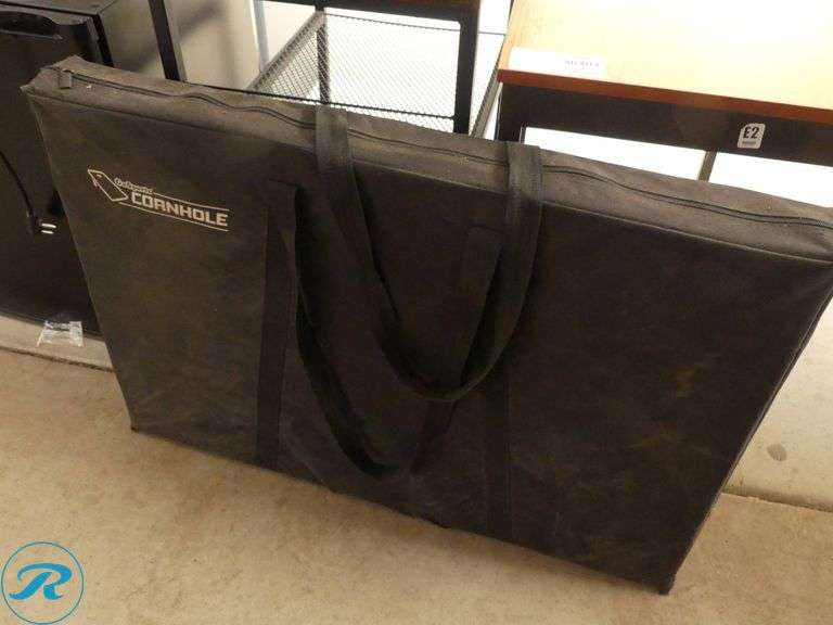 Microwave, Mini Fridge, Table, Lamp Shade, Trash Bins, and Cornhole Set - Roller Auctions