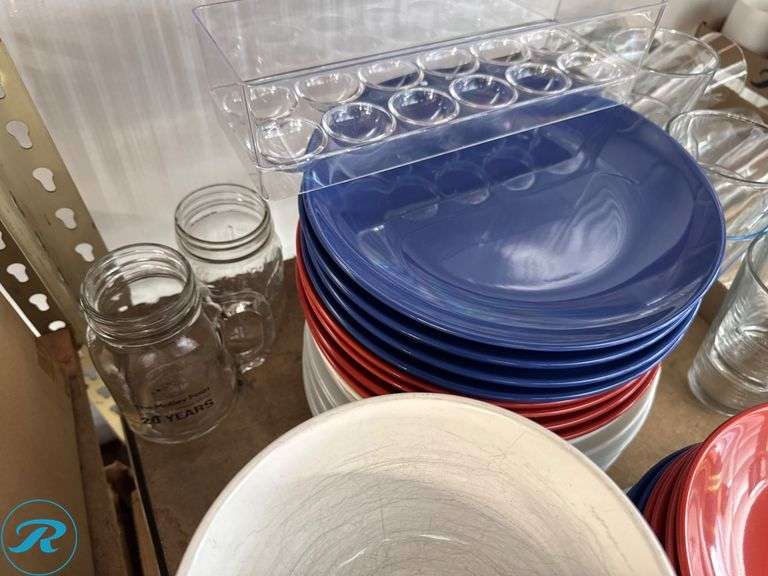 Dinnerware Set Including Bowls, Plates, and Glass Tumblers - Roller Auctions