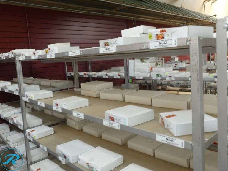 (3) Towable 6-Tier Nursery Carts With Assorted Plant Tag Inventory, 56″ x 21″ x 67″ - Roller Auctions