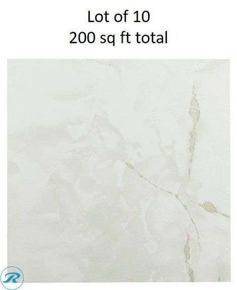 (10) New- Achim Classic White with Grey Veins Stone look 0.07-mil x 12-in W x 12-in L Peel and Stick Vinyl Tile Flooring ( 20-sq ft Carton ) (total of 200 sq ft) - Roller Auctions