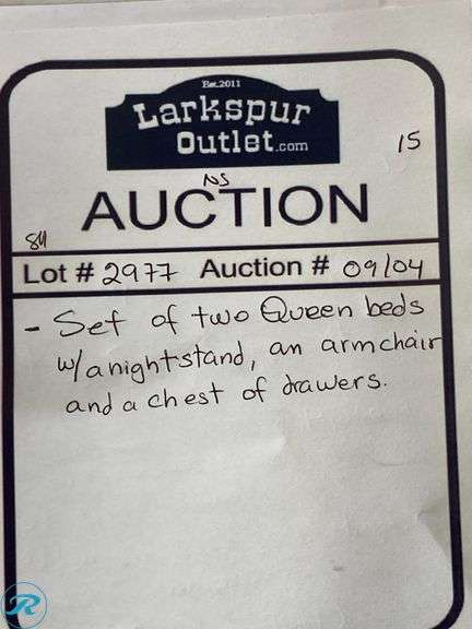 (4) Queen Beds (2) Night stand (1) and arm chair and 1 chest of drawers - Roller Auctions