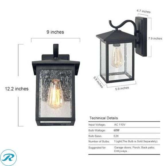 (4) New- LNC Sabrina 1 -Light 12-in H Matte Black Hardwired Outdoor Wall Light (Total of 4) - Roller Auctions