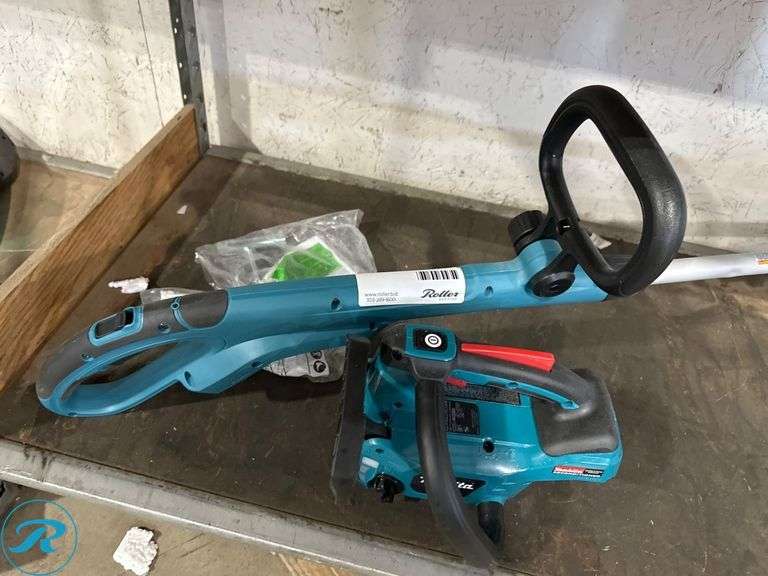 Makita XCU06 Chainsaw and XRU02 String Trimmer, 18V (Chainsaw Missing Bar) - Roller Auctions