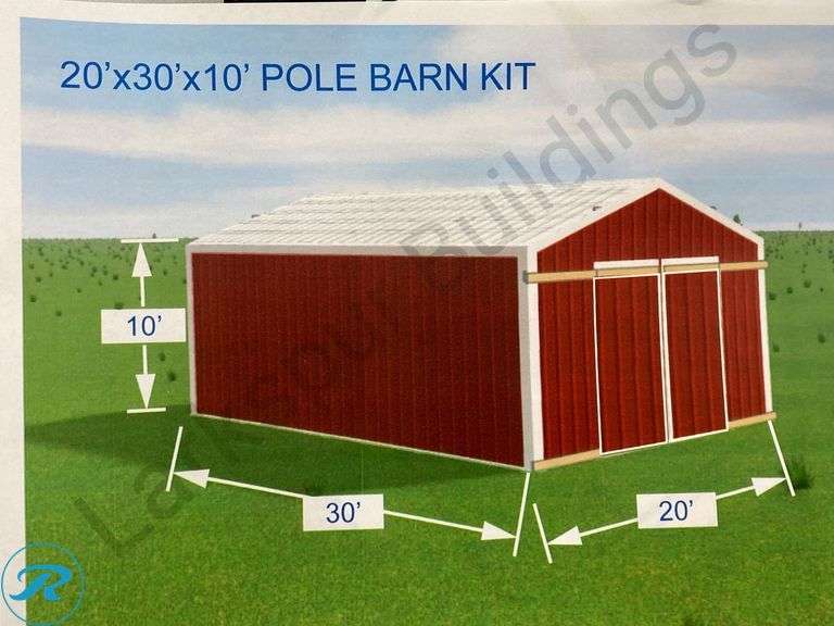 DIY Build it yourself Larkspur Brand 20' x 30' Pole Barn Kit - Roller Auctions