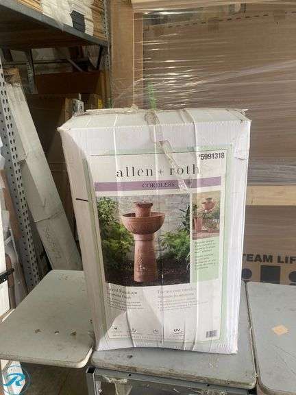 (1) Open Box- allen + roth 30-in H Plastic Tiered Outdoor Fountain Pump Included (total of 1) - Roller Auctions