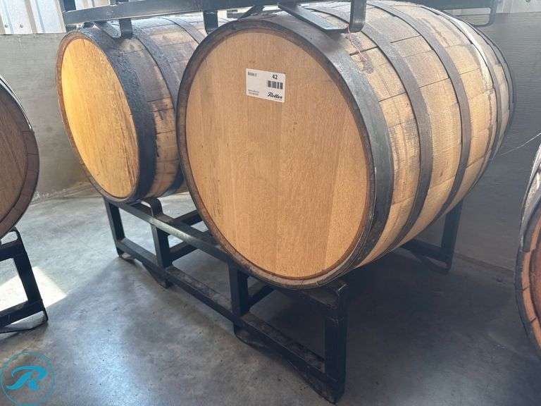(2) Wood Barrels with Stand - Roller Auctions