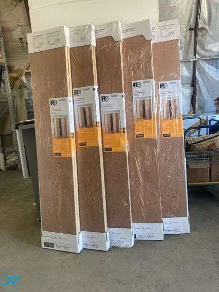 (5) New- RELIABILT 30-in x 80-in Unfinished Flush Textured Hollow core Unfinished Lauan Wood Closet Bifold Door ( Hardware Included ) (Total of 5 Doors) - Roller Auctions