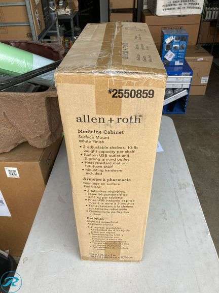 (1) New- allen + roth 20-in x 26-in x 7-in White Soft Close Bathroom Wall Cabinet (Total of 1) - Roller Auctions