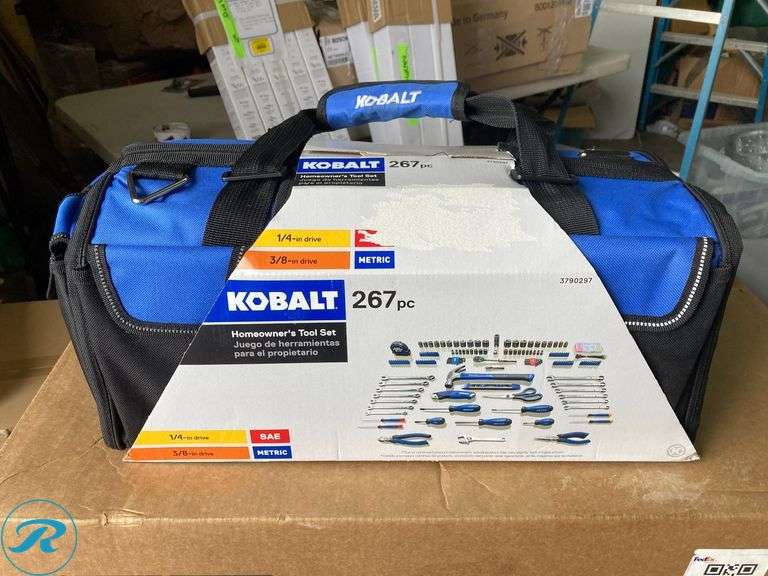 (1) New- Kobalt 267 -Piece Chrome Household Tool Set with Soft Case (total of 1 Tool Set with Case) - Roller Auctions