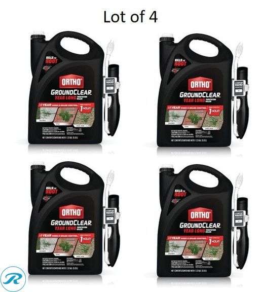 (18) New- (4) ORTHO GroundClear Year Long 1.33 -Gallon Ready to Use Pre-Emergent Weed and Grass Killer (4) Spectracide Extended Control Flip Go 64 -fl oz Ready to Use Pre-Emergent Weed and Grass Killer (9) Roundup Max Control 365 32 -oz Concentrate Pre-Emergent Weed and Grass Killer (1) Roundup Super 1 -Gallon Concentrate Weed and grass killer (Total of 18 items) (More $800 retail price) - Roller Auctions