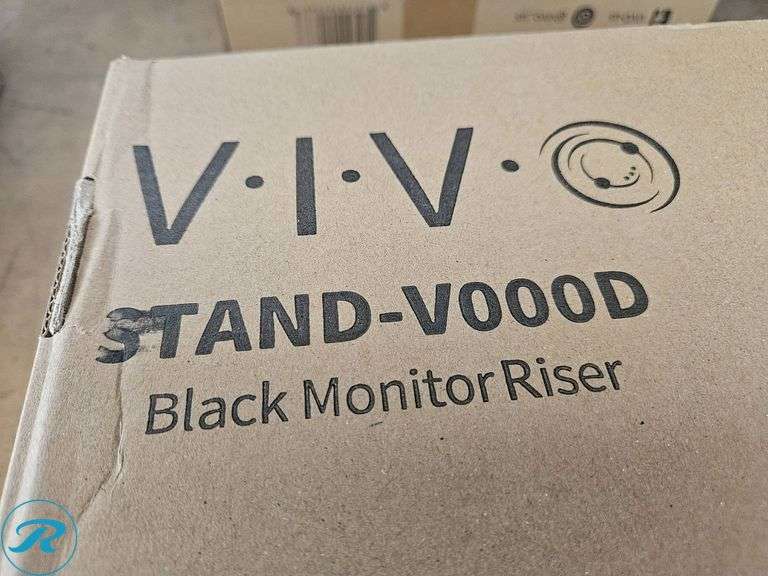 (2) VIV Stand-V000D Black Monitor Risers - Roller Auctions