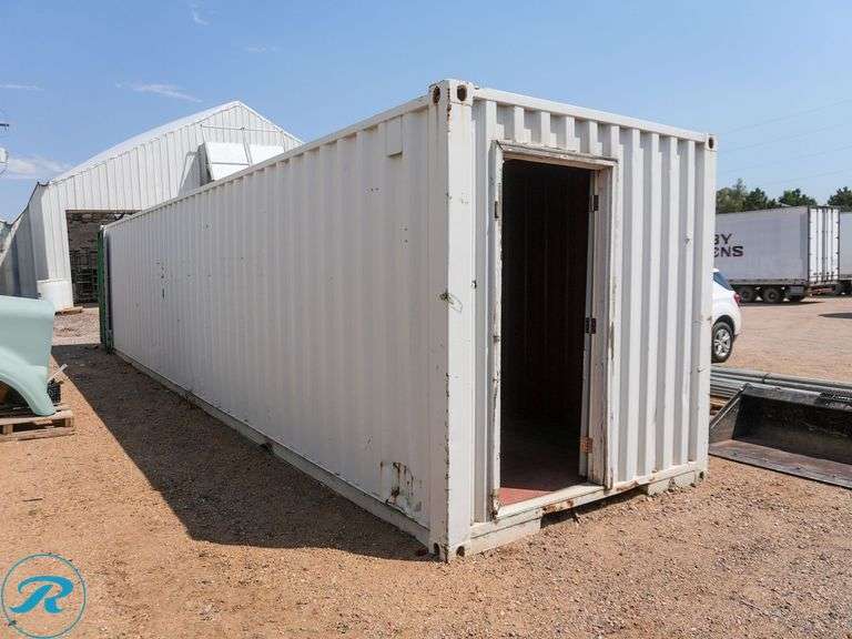 40' Steel Storage Container, 8' Wide, Built-in Electrical With Lighting, Entrance Door - Roller Auctions