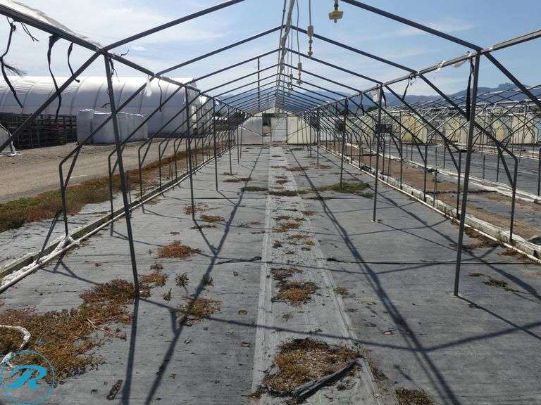 (2) Tunnel Hoop House Frames, 95′ x 17′, With Front and Rear Doors, 60″ x 76″ - Roller Auctions