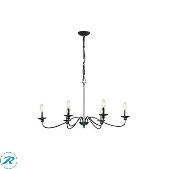 (1) New- allen + roth Providence 6 -Light Black Traditional Linear Large Hanging Pendant light (total of 1 pendant light) - Roller Auctions