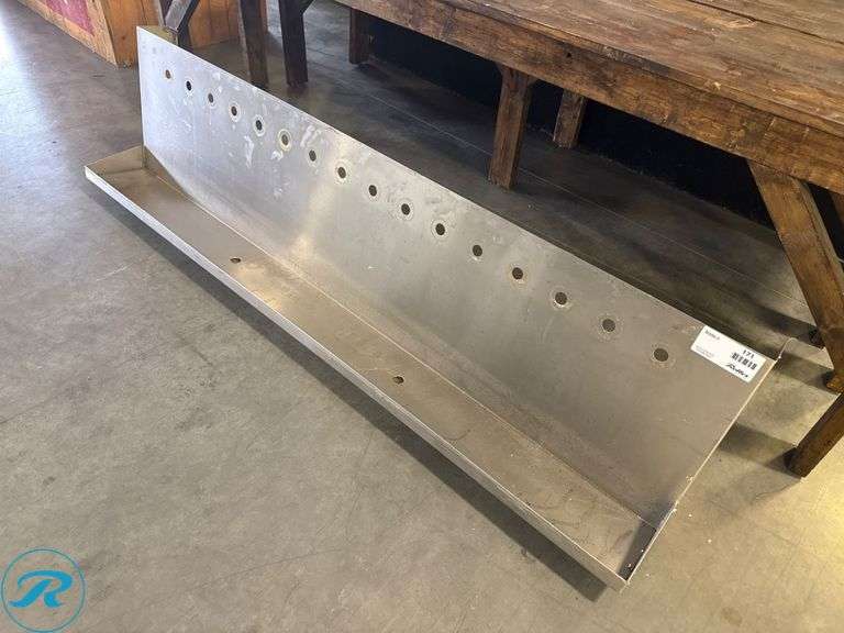 Stainless Steel Wallmount Drip Tray, 72in - Roller Auctions