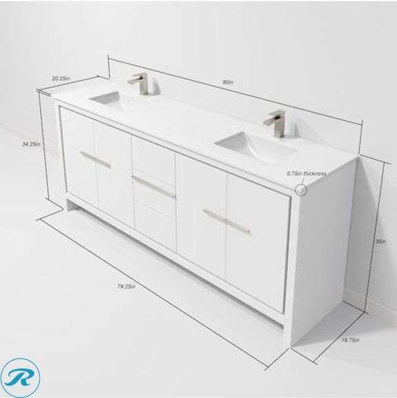 (3) New- (2) Style Selections Acadia 24-in x 31-in Framed Rectangle Bathroom Vanity Mirror ( White ) (1) Lexora Double Sink Bathroom Vanity - Roller Auctions