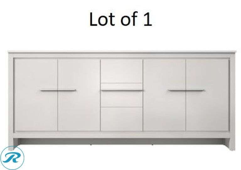 (3) New- (2) Style Selections Acadia 24-in x 31-in Framed Rectangle Bathroom Vanity Mirror ( White ) (1) Lexora Double Sink Bathroom Vanity - Roller Auctions