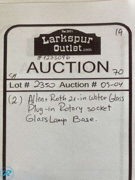 (2) New- allen + roth 21-in Water Glass Plug-in Rotary socket Glass Lamp Base (total of 2) - Roller Auctions
