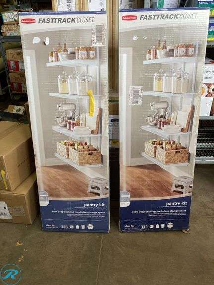 (2) New- Rubbermaid FastTrack Heavy Duty 4-ft to 4-ft x 16-in White Wire Closet Kit (Total of 2 Kits) - Roller Auctions