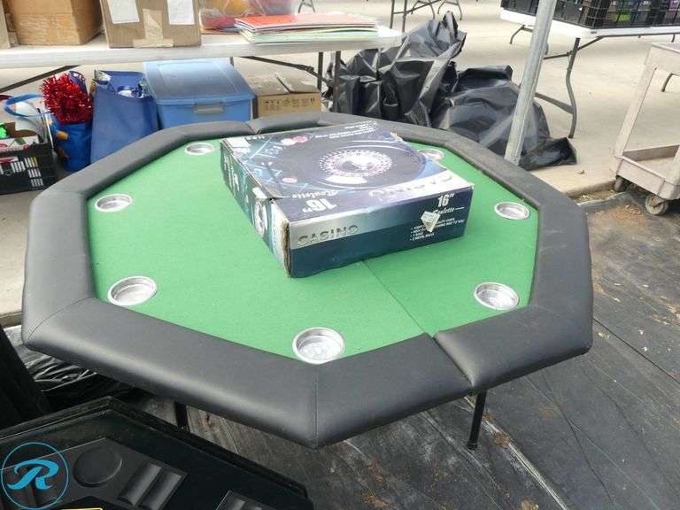 Casino-Themed Blackjack Table and Folding Poker Table with Casino Roulette Game Set - Roller Auctions