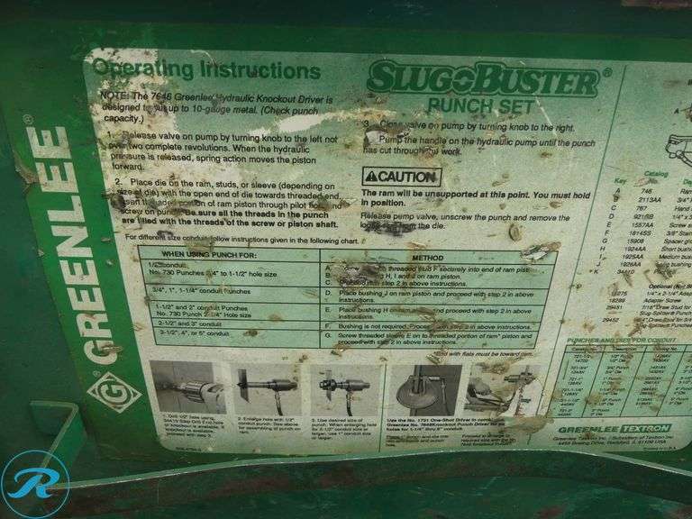 Greenlee Slug Buster Knockout Punch Set with Hydraulic Driver - Roller Auctions