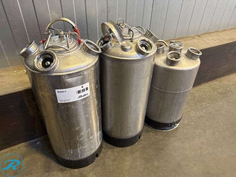 (3) Stainless Steel Beer Line Cleaning Keg Canisters