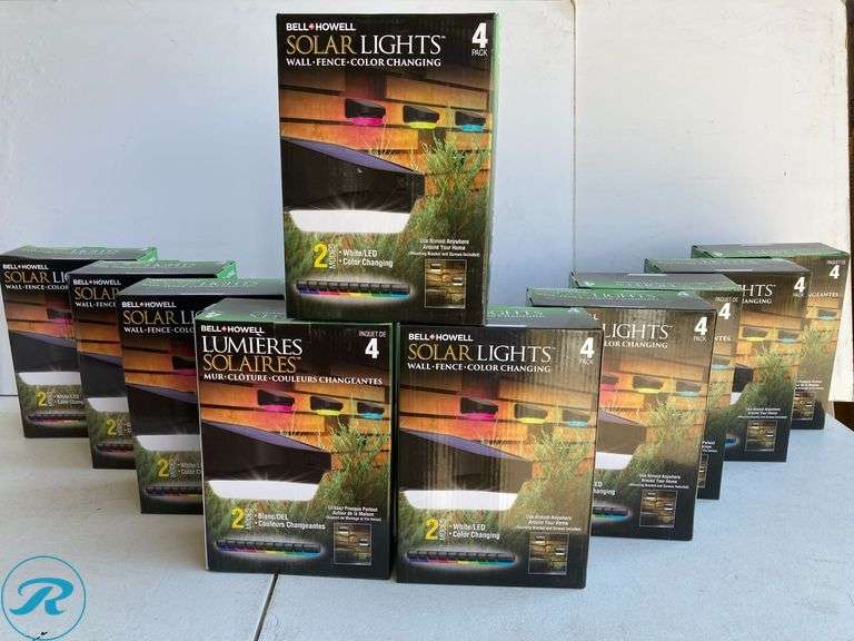 (10) New- BELL + HOWELL 4 -Pack BELL+HOWELL Color Changing 10 -Lumens 2 -Watt Black Solar LED Outdoor Path Light (total of 10) - Roller Auctions