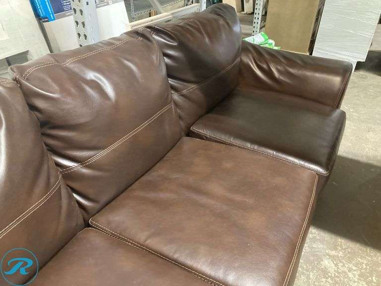 (1) Former Airbnb - Brown Leather Sofa 3 set (see photos) - Roller Auctions