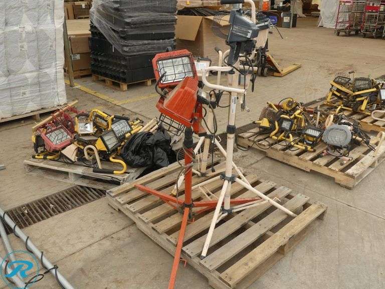 (2) Pallets of Portable Work Lights with Stands - Roller Auctions