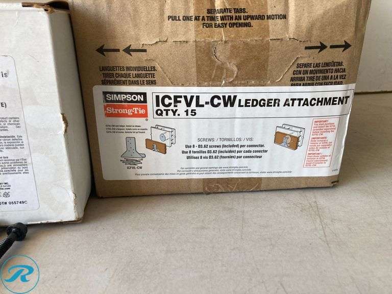 (4) New- (3) Simpson Strong-Tie 7-in 16 -Gauge Galvanized Steel Strap Wood to concrete (retrofit) 10-pack (1) Simpson Strong 1/4" 3/58 20 - pack (total of approx 4 items) - Roller Auctions
