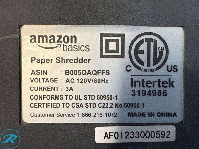 (2) Amazon Basics Paper Shredders with AC 120V/60Hz Voltage - Roller Auctions