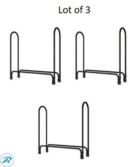(3) New- Style Selections 42-Inches x 48-Inches x 13.5-Inches Steel Quarter cord firewood rack (total of 3 racks) - Roller Auctions