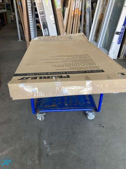 (1) New- Peerless 31.5-in x 63-in x 78-in 5-Piece Glue To Wall White Bathtub Back Wall Panel (Some Damage to Box product is perfect See Photos) (Total of 1) - Roller Auctions