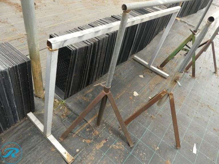 (3) Metal Sawhorses - Roller Auctions