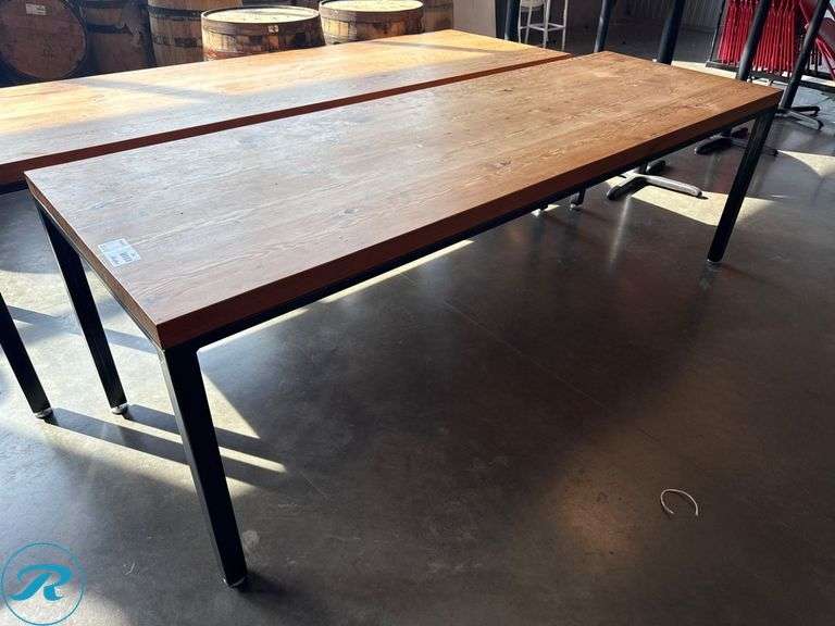 Wood and Metal Dining Table, 32” x 96”