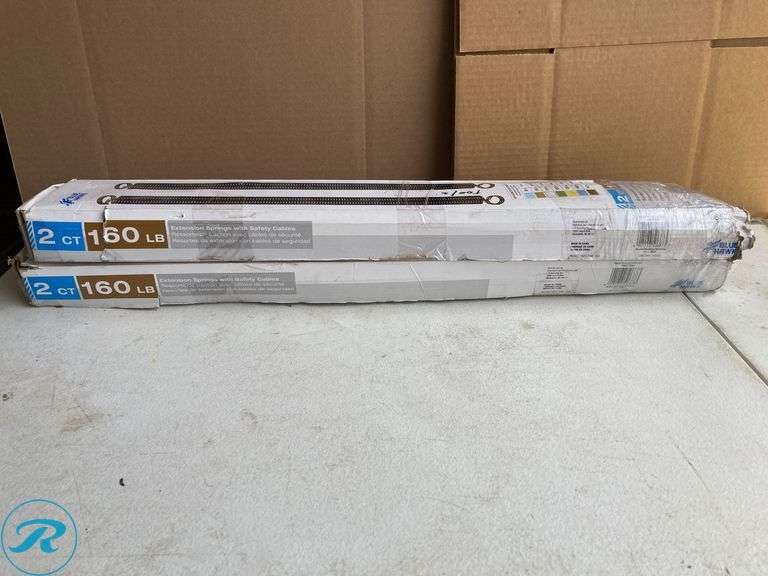 (2) New- Blue Hawk 160 lbs Garage Door Black Steel Extension spring and safety cable 2 -Pack (total of 2 (2-packs)) - Roller Auctions