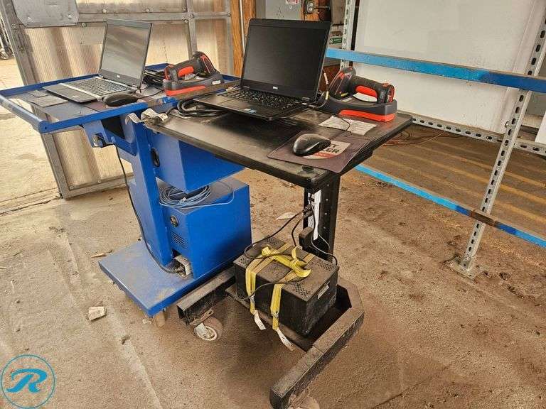 Dual Dell Latitude Laptops with Honeywell Barcode Scanners on Mobile Workstation - Roller Auctions