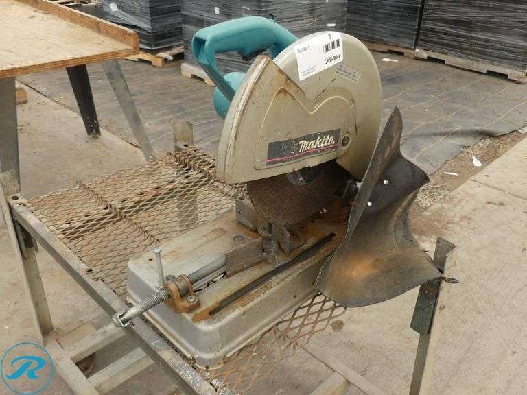 Makita 2414B 14″ Metal Cut-Off Saw on 2-Tier Metal Cart, 39″ x 24″ - Roller Auctions