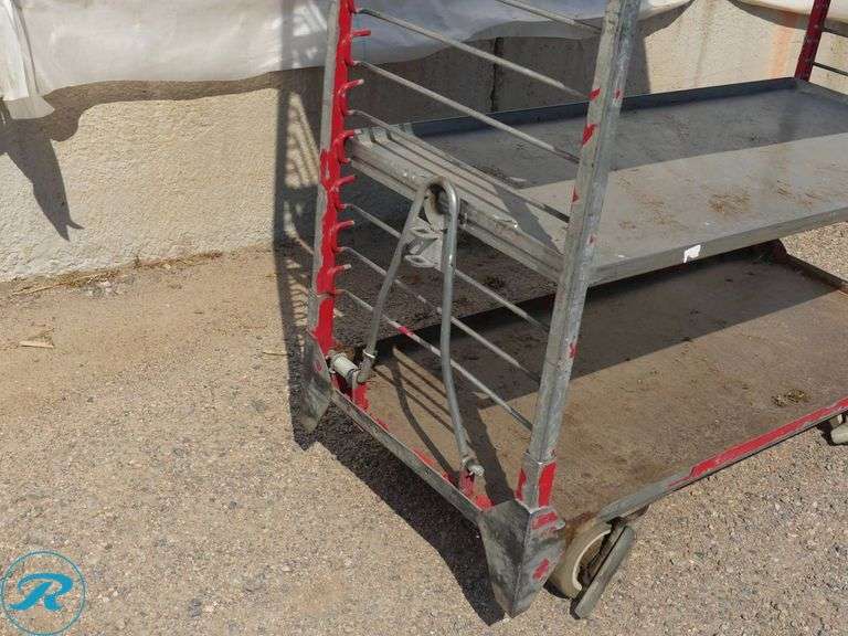 (4) Towable Multi-Tier Nursery Carts With Adjustable Shelves, 48″ x 21″ x 82″ - Roller Auctions