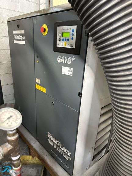 Atlas Copco GA18+ Rotary Screw Air Compressor  On Stand With Casters