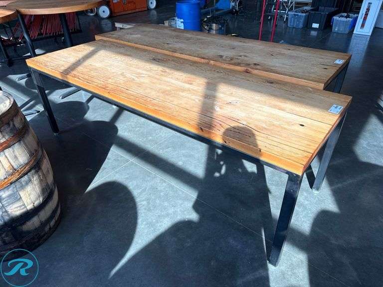 Wood and Metal Dining Table, 32” x 96”
