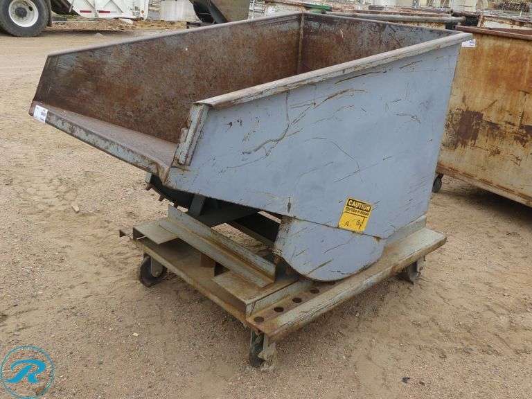 Self-Dumping Hopper with Casters and Fork Pockets - Roller Auctions