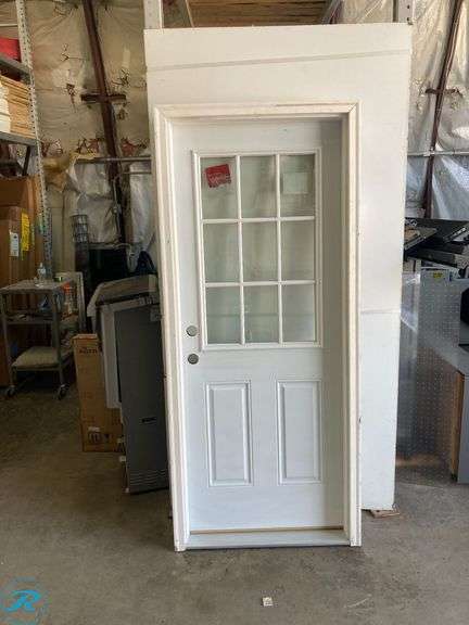 (1) New- RELIABILT 32-in x 80-in Steel Primed Front Door with Brickmould Insulating Core (total of 1) - Roller Auctions
