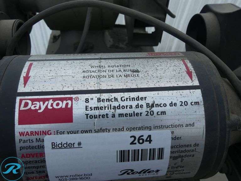 Dayton 4Z909C 8″ Bench Grinder and Jet BGS-6 Bench Sander/Grinder on Pedestal - Roller Auctions