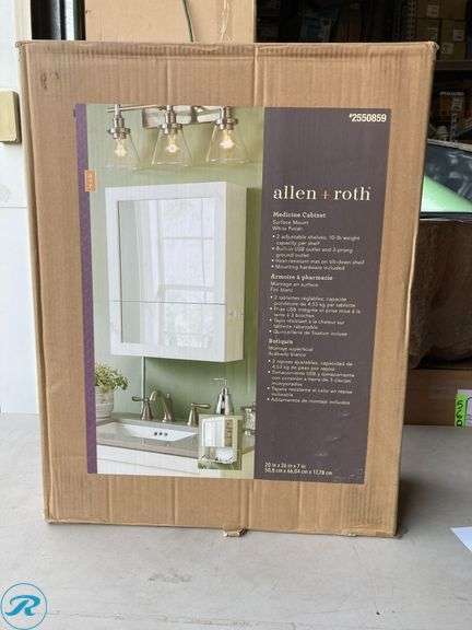 (1) New- allen + roth 20-in x 26-in x 7-in White Soft Close Bathroom Wall Cabinet (Total of 1) - Roller Auctions