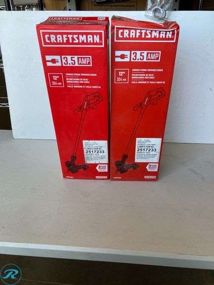 (2) new- CRAFTSMAN 12-in Straight Shaft Corded Electric String Trimmer (box has minor damage but product is perfect see photos) - Roller Auctions