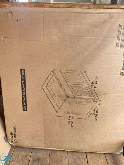 (6) Cabinets (1) RELIABILT Monroe 36-in W x 34.5-in H x 24-in D Basil Green Base Ready to assemble (RTA) Plywood Cabinet (Recessed Panel Shaker) (2) RELIABILT Cabinet End Panel 48-in W x 36-in H x 0.47-in D Basil Green Painted (Wall Cabinet End Panel) (2) RELIABILT Cabinet End Panel 42-in W x 96-in H x 0.25-in D Basil Green Painted (1) Reliabilt 18" x 30" x 12" d Basil Green Ready to assemble plywood cabinet (total of 6 cabinets) - Roller Auctions