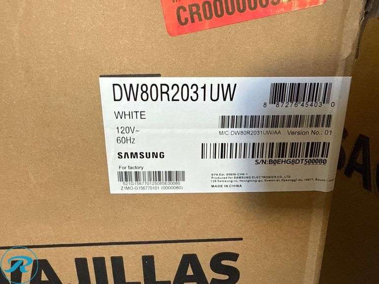 Samsung Dishwasher DW80R2031UW, White, 120V, 60Hz - Roller Auctions
