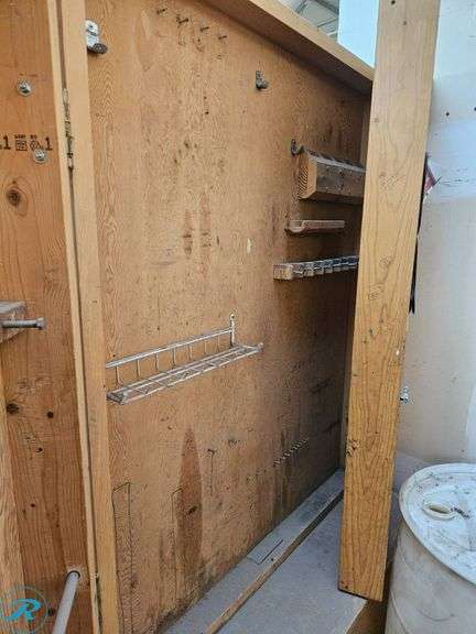 Wooden Rolling Storage Cabinet with Interior Shelving - Roller Auctions